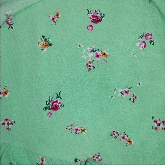 WAYF NEW Wrap Front Tie Strap Mini Dress in Mint Ditsy, Women’s Sz S - Picture 3 of 12